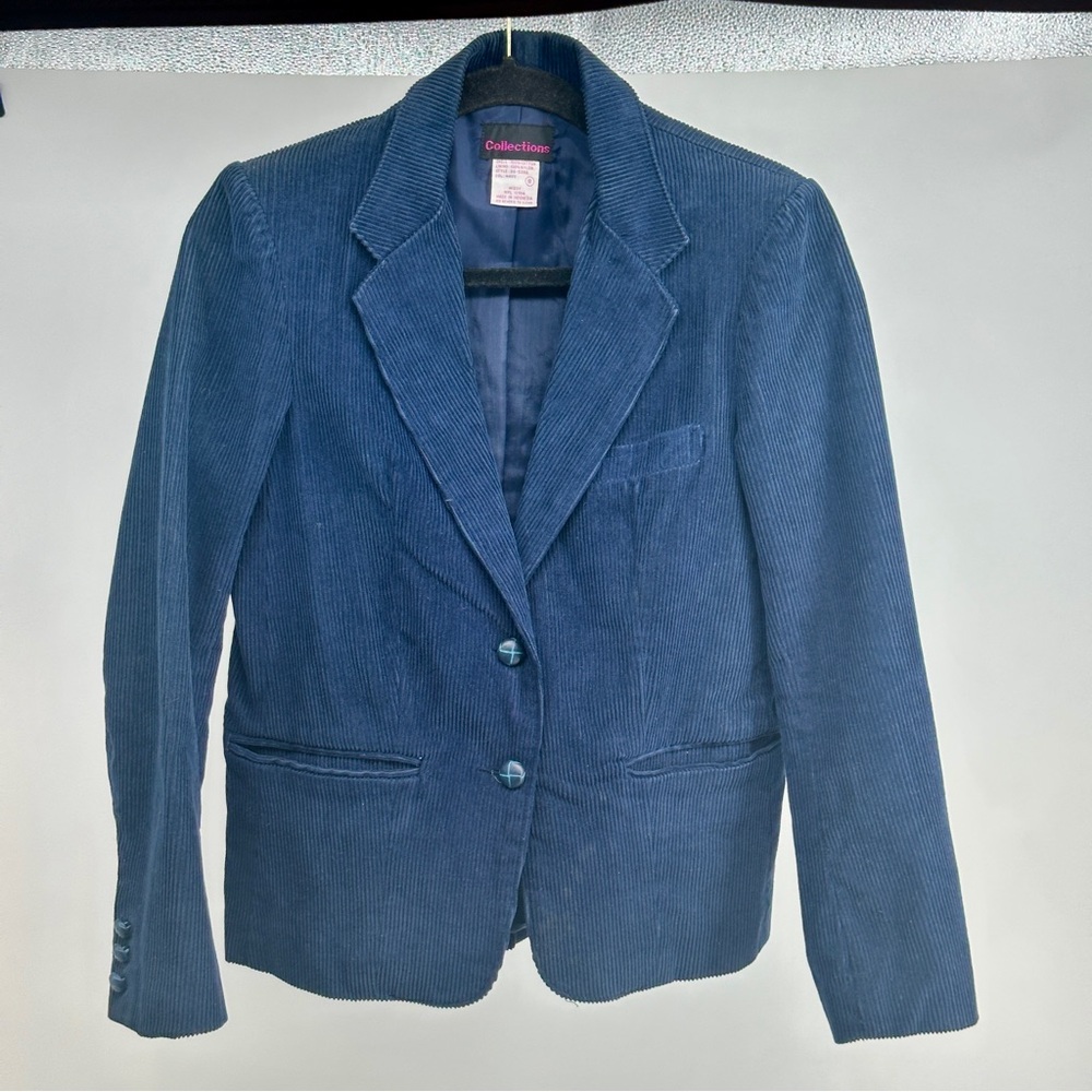 Vintage‎ 80’s Women’s Navy Structured Corduroy Blazer Size 8